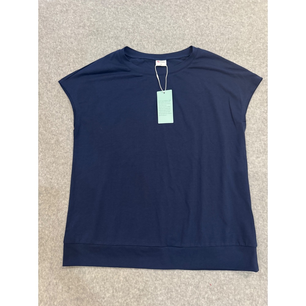 WIHOLL Womens Navy Blue Short Sleeve Crew Neck Top Size Medium NWT
